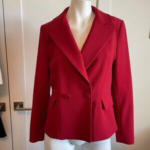 Judith & Charles Classic Double Breasted Notch Collar Wool Blazer Red Sz 12